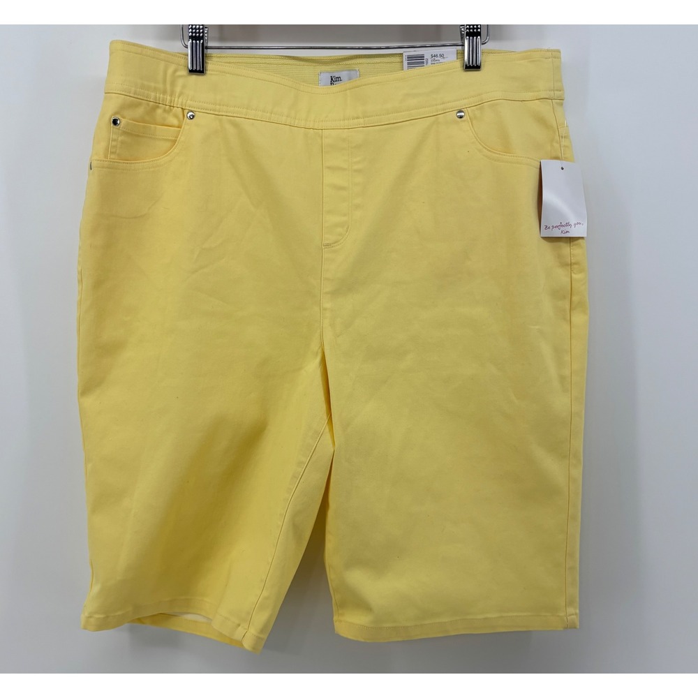Kim Rogers Bermuda Shorts Women's 16 Remy Yellow Super-Stretch Tummy Control NWT